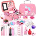 Dreamon Kinderschminke mädchen, Waschbar Make up Spielzeug für Mädchen Kinder Nagellacke mit Koffer Geschenke Spielzeug 3 4 5 6 7 8 Jahre Mädchen