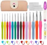 Luxebell Häkelhaken Set Bunte Ergonomische Soft Gummi Comfort Grip Häkeln Stricken Nadeln Kit Haushalt Werkzeug mit tragbaren Tasche