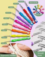 Anpro Häkelnadel Set – 100-teiliges Zubehör mit Tasche, Bunt, Einweg – Bild 2