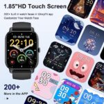 Smartwatch für Damen Herren, 1,85 Zoll Touchscreen Smart Watch mit Bluetooth Anrufe, IP68 Wasserdicht Fitnessuhr mit Herzfrequenzmonitor Schlafmonitor Schrittzähler, Sportuhr für iOS Android – Bild 6