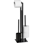 WENKO Stand WC-Garnitur Rivalta, mit integriertem Toilettenpapierhalter und WC-Bürstenhalter