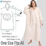 FUSSEDA Übergrosse Tragbare Decke Sweatshirt, Super Dicke Warme Sherpa Fleece Kuscheldecke Hoodie mit Taschen und Ärmeln für Erwachsene und Kinde – Bild 3