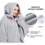 BEDSURE Hoodie Decke mit Ärmeln Deckenpullover - Tragbare Decke zum Anziehen als Geschenke für Frauen Damen, Warm Kuschelpullover Erwachsene weich Ärmeldecke – Bild 2