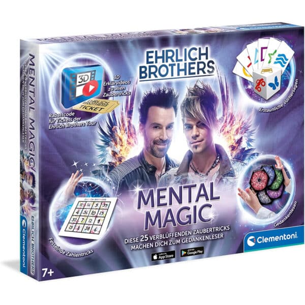 Clementoni 59182 Ehrlich Brothers Mental Magic, Zauberkasten für Kinder ab 7 Jahren, magische Anleitung für verblüffende Zaubertricks, inkl. 3D Erklärvideos