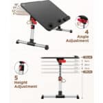 Tisch, SAIJI Betttisch höhenverstellbar, mit 4 einstellbare Winkel, Klappbarer Lapdesk – Bild 4