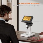 Elikliv DM4 4.3" LCD digitales-Mikroskop 1000X, USB Mikroskope für Fehlermünzenr|Kinder|Erwachsene, PC-Ansicht, Windows kompatibel – Bild 2