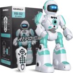 SIMREX RC Roboter Spielzeug für Kinder | Wiederaufladbar, LED-Augen, Musik & Gestensteuerung | Geschenk ab 3+ Jahren, Hellblau