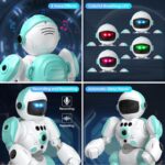 SIMREX RC Roboter Spielzeug für Kinder | Wiederaufladbar, LED-Augen, Musik & Gestensteuerung | Geschenk ab 3+ Jahren, Hellblau – Bild 4
