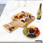 Smirly Käsebrett & Messer: Holzplatte für Wein, Käse, Fleisch – Bild 4