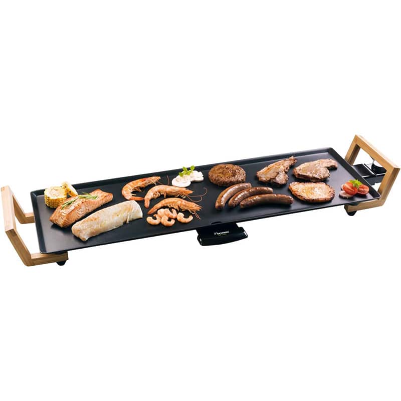 Bestron elektrischer Tischgrill, XL Teppanyaki Grillplatte im Asia Design, Grillspaß für 6 Personen, extra große Grillfläche