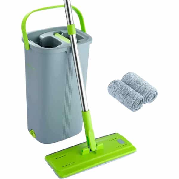 EasyGleam Set Wischmopp & Eimer zum Auswringen grun