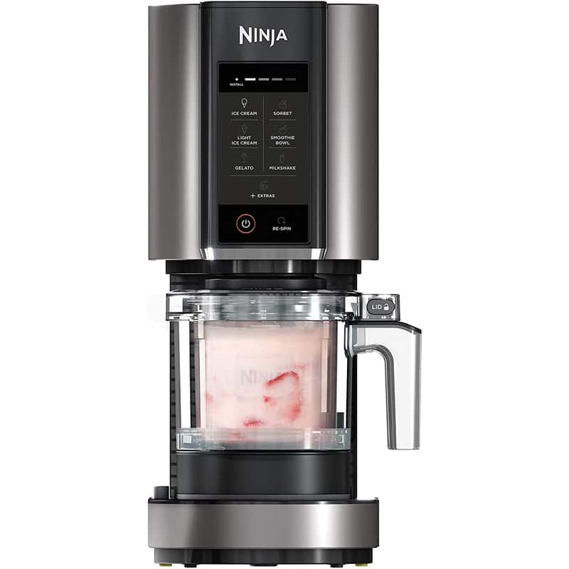 ninja Ninja CREAMi: 3-Behälter Eismaschine mit 7 Programmen, Schwarz/Silber, 1,4L Kapazität – Bild 1