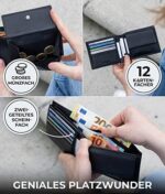 KORUTA® Herren Geldbörse mit RFID-Schutz | Echtleder, 13 Fächer