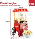Gadgy Popcornmaschine Retro 5L – Antihaft, abnehmbare Heizfläche, 800W, rot – Bild 4