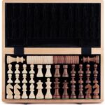 15-Zoll Holz Klappschach & Checkers Set – Staunton Figuren, 2 Extra Königinnen