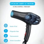 LOEVERY Ionen Föhn 2400W - Profi Haartrockner mit Diffusor, AC-Motor, Heiss-/Kaltstufe, 2 Düsen & 3 Bürsten für Salon & Zuhause