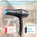 LOEVERY Ionen Föhn 2400W - Profi Haartrockner mit Diffusor, AC-Motor, Heiss-/Kaltstufe, 2 Düsen & 3 Bürsten für Salon & Zuhause