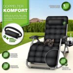 tillvex® Klappbarer Liegestuhl bis 200 kg | Verstellbare Outdoor-Liege mit Polster & Nackenkissen