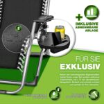 tillvex® Klappbarer Liegestuhl bis 200 kg | Verstellbare Outdoor-Liege mit Polster & Nackenkissen