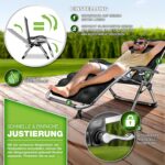 tillvex® Klappbarer Liegestuhl bis 200 kg | Verstellbare Outdoor-Liege mit Polster & Nackenkissen