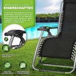 tillvex® Klappbarer Liegestuhl bis 200 kg | Verstellbare Outdoor-Liege mit Polster & Nackenkissen