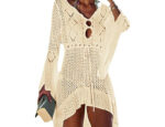 Bsubseach Damen Crochet Strandkleid mit Flare Sleeve