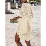 Bsubseach Damen Crochet Strandkleid mit Flare Sleeve