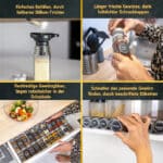mit Gewürzetiketten, Streueinsatz & weißem Kreidestift zum Beschriften der Etiketten