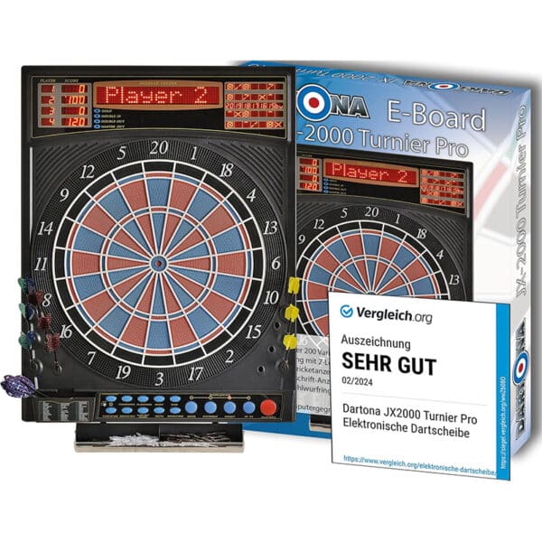 Elektronische Dartscheibe Dartona JX2000 Turnier Pro - | Dartscheibe elektronisch | Turnierscheibe mit 41 Spielen und über 200 Varianten