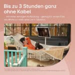 bis zu 3 stunfen ganz ohne kabel