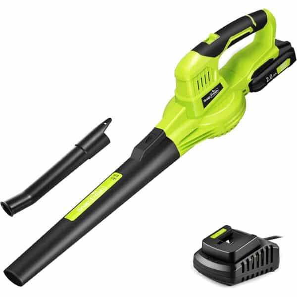 Laubbläser – 20 V Laubbläser kabellos mit Akku und Ladegerät grun