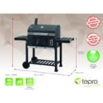 tepro Holzkohlegrill (Grillwagen) Toronto XXL mit leichtgängigem Deckel inkl. Thermometer
