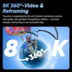 Insta360 X4 – 8K 360° Action-Cam, 4K Weitwinkel, Unsichtbarer Selfie-Stick, 135 Min Akku, Wasserdicht, KI-Stabilisierung