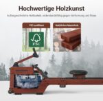 MERACH Wasser-Rudergerät aus Massivholz, Bluetooth-Monitor, Ergonomischer Sitz, 150kg Belastbar