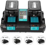 [2 Stück] Energup 18V 5000mAh Li-ion Ersatz Akku + DC18RD Dual Port Ladegerät für Makita 18V Akku BL1850B BL1830 BL1840 BL1850 BL1860 BL1815 BL1820