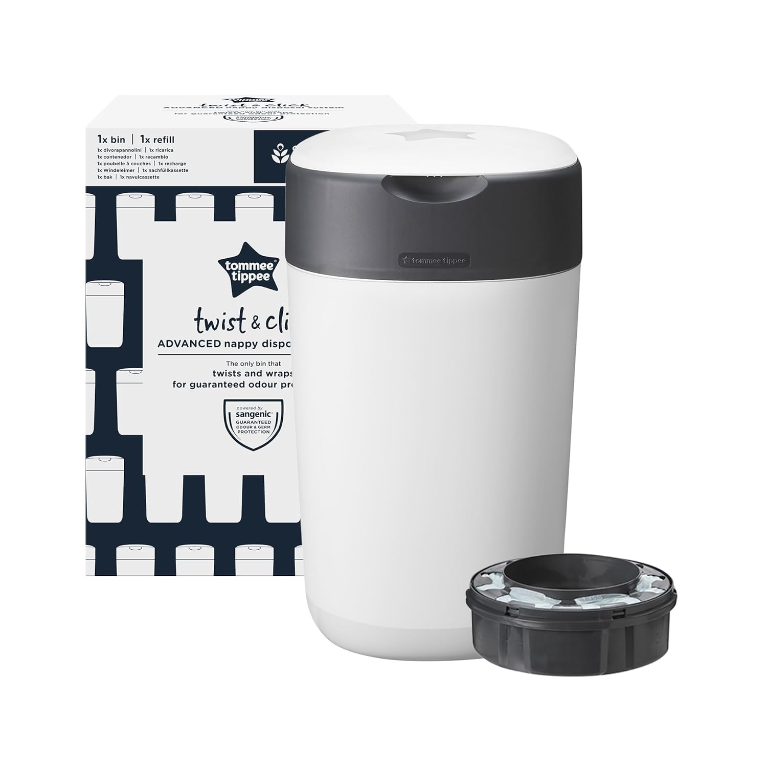 61fK7SMAirL._SL1500_ Tommee Tippee Twist and Click Advanced Windeleimer, umweltfreundliches System