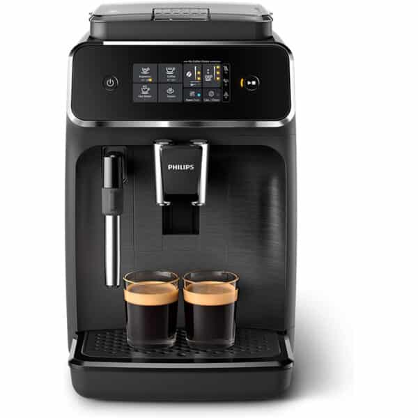 PHILIPS SERIES 2200 KAFFEEVOLLAUTOMAT – KLASSISCHER MILCHAUFSCHÄUMER, INTUITIVES TOUCHDISPLAY, MATTES SCHWARZ (EP2220/10)