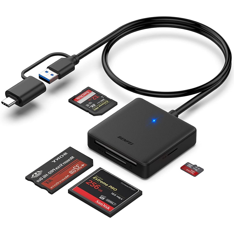 Speicherkartenleser, BENFEI 4 in 1 USB USB-C auf SD Micro SD MS CF Kartenleser Adapter
