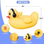 DeeprBetter Aufblasbare Ente mit Solarlichtern – Poolschwimmer für Erwachsene, mit Getränkehalter & Griffen
