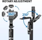 360° Rotation Selfie Stick Stativ mit Fernbedienung für iPhone und Samsung Smartphones