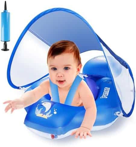LAYCOL Schwimmring Baby - UPF50+ Sonnendach & Spielzeug , 6-36 Monate
