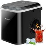 Eiswürfelmaschine 120W, 8 Eiswürfel in 6 Min, 12kg/24h, LED Display, Infrarotsensor & Selbstreinigung