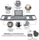Ausziehbare Bambus-Badewannenablage mit Halterungen für Kerzen, Weinglas, Buch, Tablet, iPad und Telefon