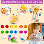 6-in-1 Montessori Baby-Spielzeug - Sensorisches Motorikset für 6-12 Monate - Stapelblöcke, Ringe, passende Eier & Saugnapf-Kreisel