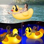 DeeprBetter Aufblasbare Ente mit Solarlichtern – Poolschwimmer für Erwachsene, mit Getränkehalter & Griffen