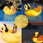 DeeprBetter Aufblasbare Ente mit Solarlichtern – Poolschwimmer für Erwachsene, mit Getränkehalter & Griffen