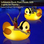 DeeprBetter Aufblasbare Ente mit Solarlichtern – Poolschwimmer für Erwachsene, mit Getränkehalter & Griffen