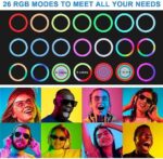 MICCYE Ringlicht mit Stativ 10 Zoll RGB Ring Light Gesamthöhe 180cm Ringleuchte Selfie Ringlicht Handy für Video Makeup Fotografie