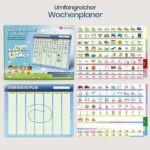 LIKARTO Wochenplaner Kinder - Montessori Magnettafel inkl. 198 Magnete & Kordel - Komplett beschreib- und abwischbar - Förderung der Selbstständigkeit