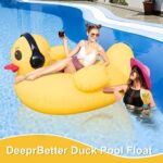 DeeprBetter Aufblasbare Ente mit Solarlichtern – Poolschwimmer für Erwachsene, mit Getränkehalter & Griffen